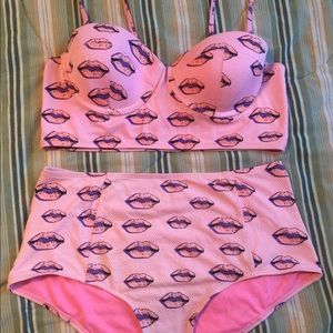 ASOS River Island Maggie Lip Print Bikini